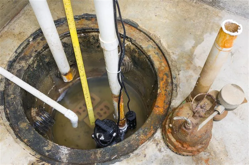 Failed plastic sump pump in Ballwin Before